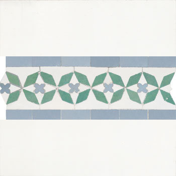 Mosaic House Moroccan tile Diamond 1-17-12 White,   Light Green,   Sky Blue,    solid zellige, mosaic, zellij, border, glaze, classic 